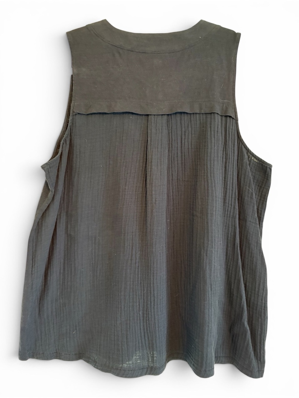 J. Jill Navy Blue Cotton Gauze V-Neck Sleeveless Tank | Women’s Large - Picture 3 of 8